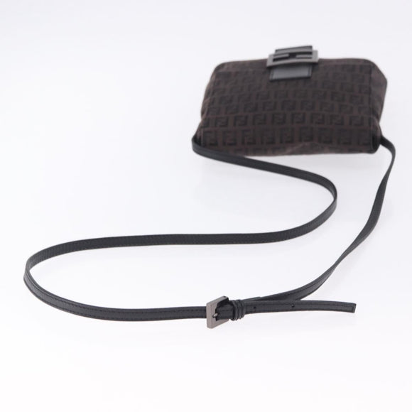 FENDI Zucchino Canvas Mamma Baguette Shoulder Bag Brown 8BT075 Auth 198331V