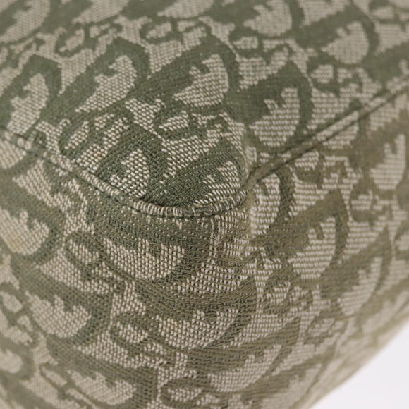 Christian Dior Trotter Canvas Tote Bag Green Silver Auth 198332