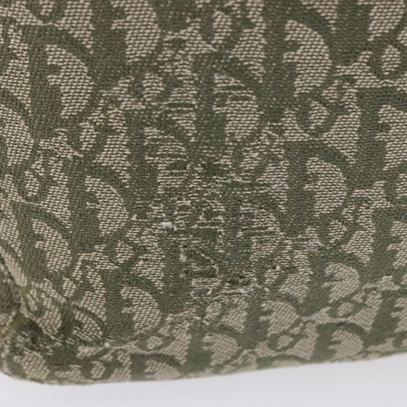 Christian Dior Trotter Canvas Tote Bag Green Silver Auth 198332
