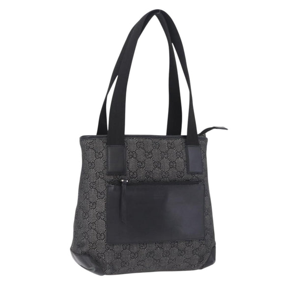 GUCCI GG Canvas Tote Bag Black Silver 28893 Auth 198333