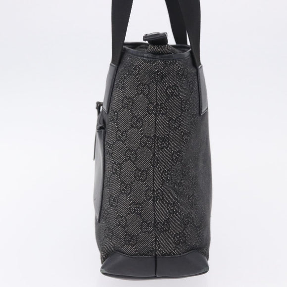 GUCCI GG Canvas Tote Bag Black Silver 28893 Auth 198333