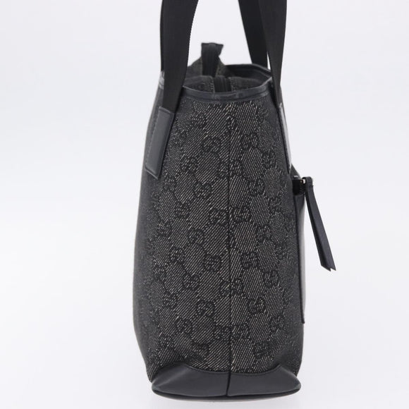 GUCCI GG Canvas Tote Bag Black Silver 28893 Auth 198333