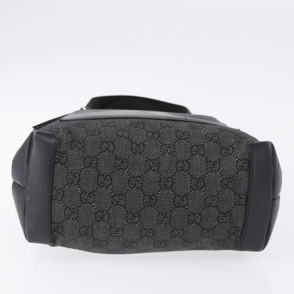 GUCCI GG Canvas Tote Bag Black Silver 28893 Auth 198333