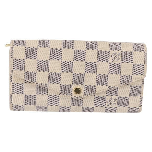 LOUIS VUITTON Damier Azur Portefeuille Sarah Long Wallet N61735 LV Auth 198336V