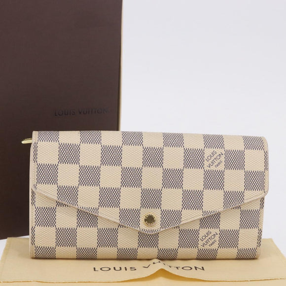 LOUIS VUITTON Damier Azur Portefeuille Sarah Long Wallet N61735 LV Auth 198336V