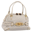 GUCCI GG Canvas Guccissima Horsebit Bamboo Bag Leather Ivory 159398 Auth 198338V-1