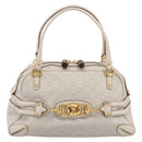 GUCCI GG Canvas Guccissima Horsebit Bamboo Bag Leather Ivory 159398 Auth 198338V-2