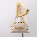 GUCCI GG Canvas Guccissima Horsebit Bamboo Bag Leather Ivory 159398 Auth 198338V-22
