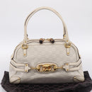 GUCCI GG Canvas Guccissima Horsebit Bamboo Bag Leather Ivory 159398 Auth 198338V-23