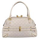 GUCCI GG Canvas Guccissima Horsebit Bamboo Bag Leather Ivory 159398 Auth 198338V-3