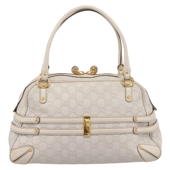 GUCCI GG Canvas Guccissima Horsebit Bamboo Bag Leather Ivory 159398 Auth 198338V