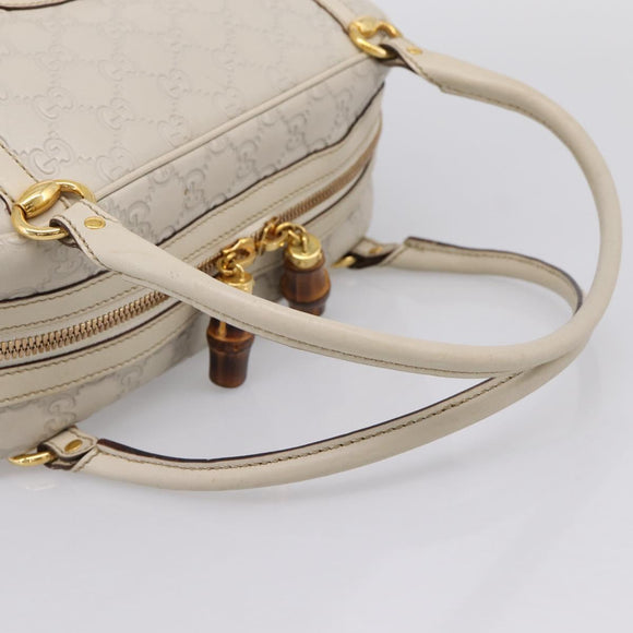 GUCCI GG Canvas Guccissima Horsebit Bamboo Bag Leather Ivory 159398 Auth 198338V