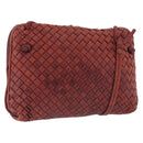 BOTTEGA VENETA INTRECCIATO Shoulder Bag Leather Red Silver Auth 198341-1