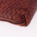 BOTTEGA VENETA INTRECCIATO Shoulder Bag Leather Red Silver Auth 198341-14