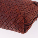 BOTTEGA VENETA INTRECCIATO Shoulder Bag Leather Red Silver Auth 198341-15