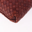 BOTTEGA VENETA INTRECCIATO Shoulder Bag Leather Red Silver Auth 198341-16