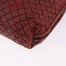 BOTTEGA VENETA INTRECCIATO Shoulder Bag Leather Red Silver Auth 198341-10