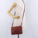 BOTTEGA VENETA INTRECCIATO Shoulder Bag Leather Red Silver Auth 198341-23