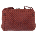 BOTTEGA VENETA INTRECCIATO Shoulder Bag Leather Red Silver Auth 198341-2