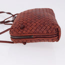 BOTTEGA VENETA INTRECCIATO Shoulder Bag Leather Red Silver Auth 198341-4
