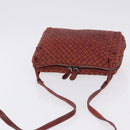 BOTTEGA VENETA INTRECCIATO Shoulder Bag Leather Red Silver Auth 198341-6