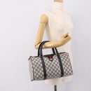 GUCCI GG Supreme Sherry Line Boston Bag PVC Navy Gold 40 02 007 Auth 198342-22