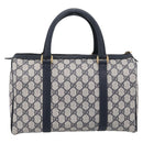GUCCI GG Supreme Sherry Line Boston Bag PVC Navy Gold 40 02 007 Auth 198342-2