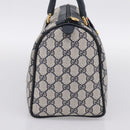 GUCCI GG Supreme Sherry Line Boston Bag PVC Navy Gold 40 02 007 Auth 198342-3