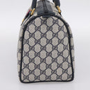 GUCCI GG Supreme Sherry Line Boston Bag PVC Navy Gold 40 02 007 Auth 198342-4