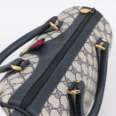 GUCCI GG Supreme Sherry Line Boston Bag PVC Navy Gold 40 02 007 Auth 198342-6