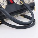 GUCCI GG Supreme Sherry Line Boston Bag PVC Navy Gold 40 02 007 Auth 198342-7