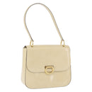 CELINE Shoulder Bag Patent Beige Gold Tone Auth 198345A-1