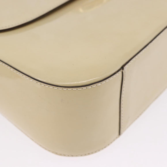 CELINE Shoulder Bag Patent Beige Gold Tone Auth 198345A