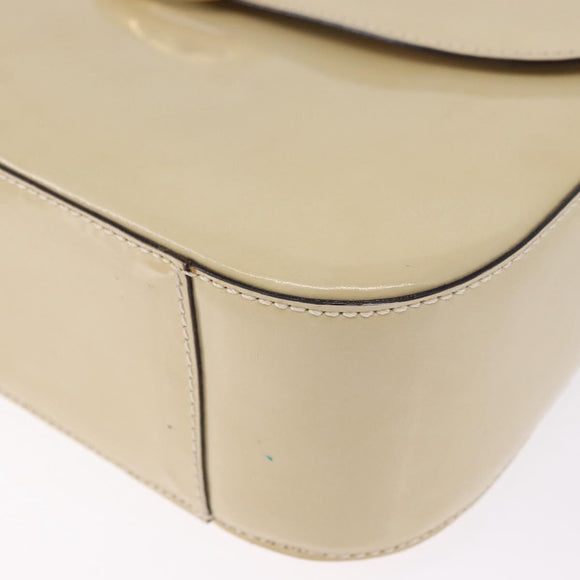 CELINE Shoulder Bag Patent Beige Gold Tone Auth 198345A