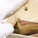 CELINE Shoulder Bag Patent Beige Gold Tone Auth 198345A-21