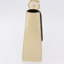 CELINE Shoulder Bag Patent Beige Gold Tone Auth 198345A-4