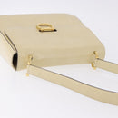 CELINE Shoulder Bag Patent Beige Gold Tone Auth 198345A-6