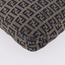 FENDI Zucchino Canvas Mamma Baguette Shoulder Bag Navy Silver Auth 198353V-9