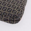 FENDI Zucchino Canvas Mamma Baguette Shoulder Bag Navy Silver Auth 198353V-15