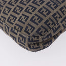 FENDI Zucchino Canvas Mamma Baguette Shoulder Bag Navy Silver Auth 198353V-16