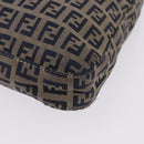 FENDI Zucchino Canvas Mamma Baguette Shoulder Bag Navy Silver Auth 198353V-17