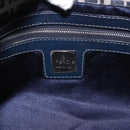 FENDI Zucchino Canvas Mamma Baguette Shoulder Bag Navy Silver Auth 198353V-20
