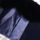 FENDI Zucchino Canvas Mamma Baguette Shoulder Bag Navy Silver Auth 198353V-11