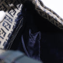 FENDI Zucchino Canvas Mamma Baguette Shoulder Bag Navy Silver Auth 198353V-21