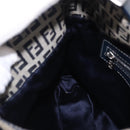 FENDI Zucchino Canvas Mamma Baguette Shoulder Bag Navy Silver Auth 198353V-22