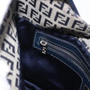 FENDI Zucchino Canvas Mamma Baguette Shoulder Bag Navy Silver Auth 198353V-23
