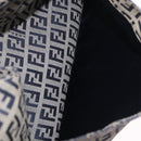FENDI Zucchino Canvas Mamma Baguette Shoulder Bag Navy Silver Auth 198353V-25