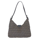 FENDI Zucchino Canvas Mamma Baguette Shoulder Bag Navy Silver Auth 198353V-2