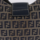 FENDI Zucchino Canvas Mamma Baguette Shoulder Bag Navy Silver Auth 198353V-3