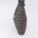 FENDI Zucchino Canvas Mamma Baguette Shoulder Bag Navy Silver Auth 198353V-4